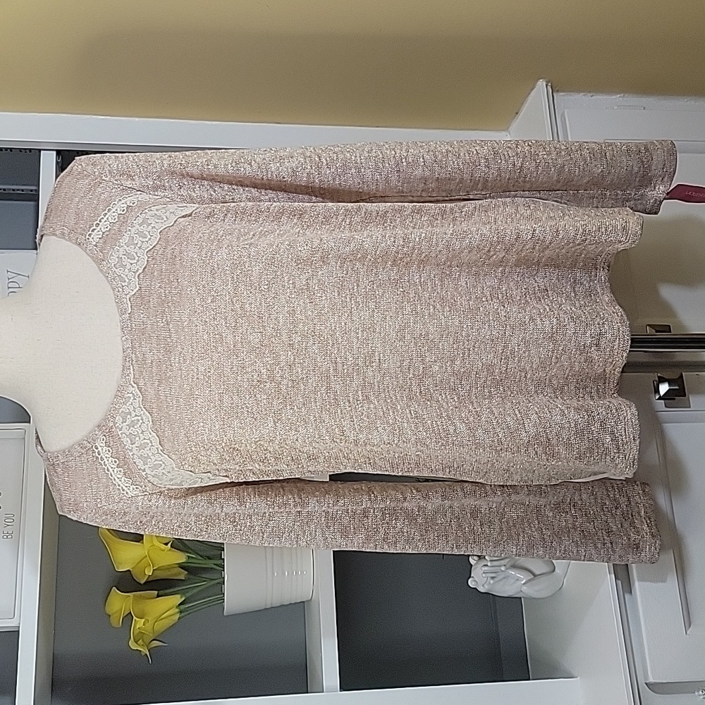 Beige Xhilaration Long Sleeve Top Lace Detail